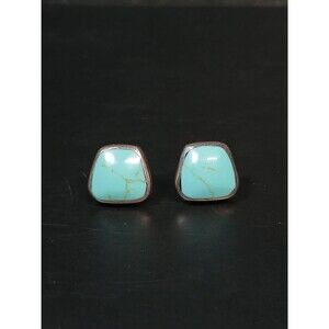 Sterling Silver 950 Turquoise Trapezoid Stud Earrings